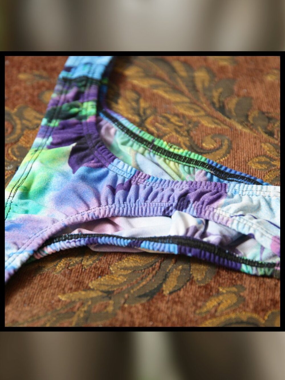 Mens Grunge Peacock 1 1/4 Sides Thong Handmade - Picture 5 of 5